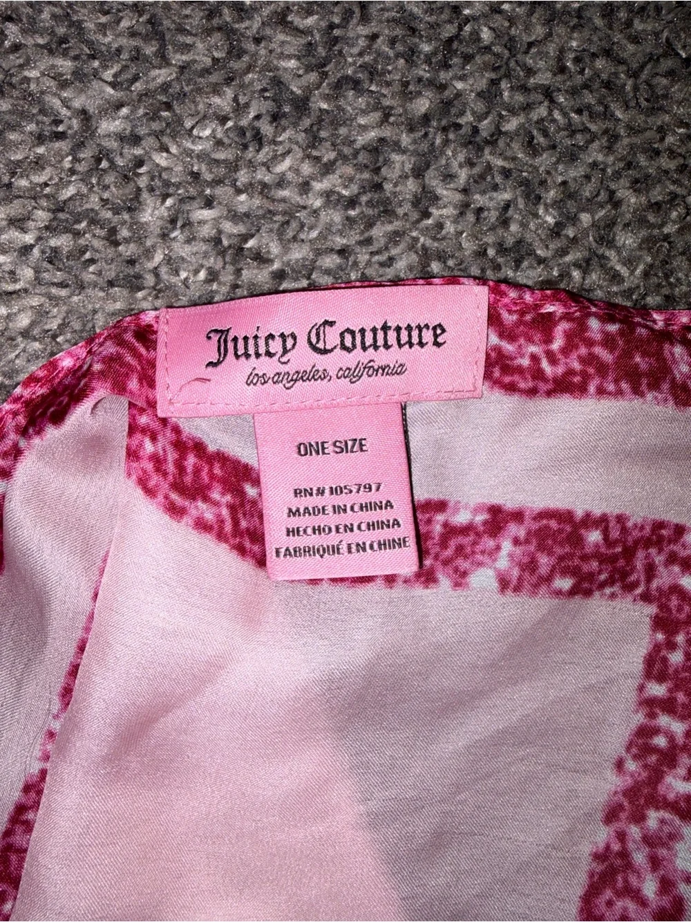 Juicy Couture Pink Glitter Logo Scarf with Gold Crown